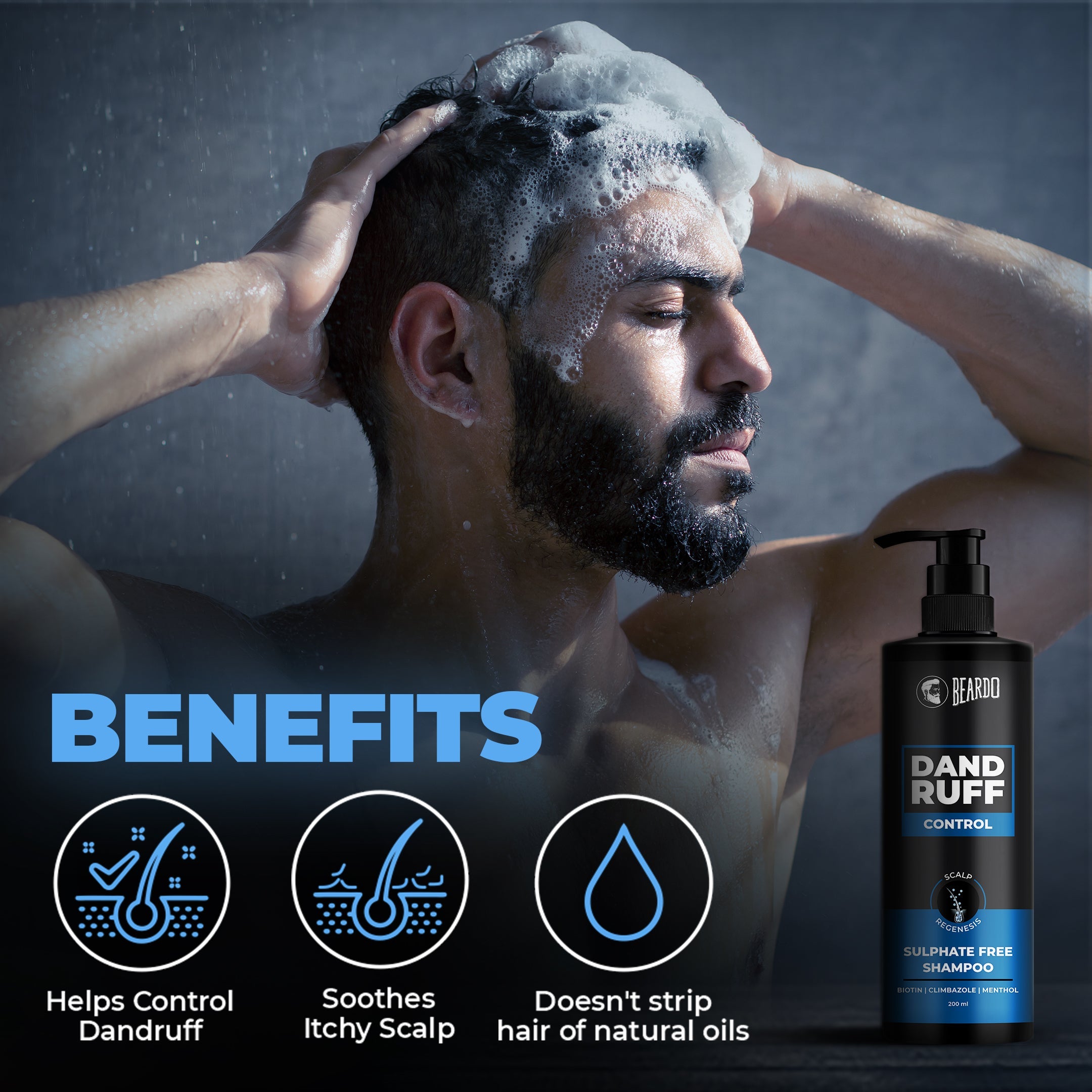 Beardo Dandruff Control Sulphate Free Shampoo, 200ml - Image 5 - Buy from Indicrest
