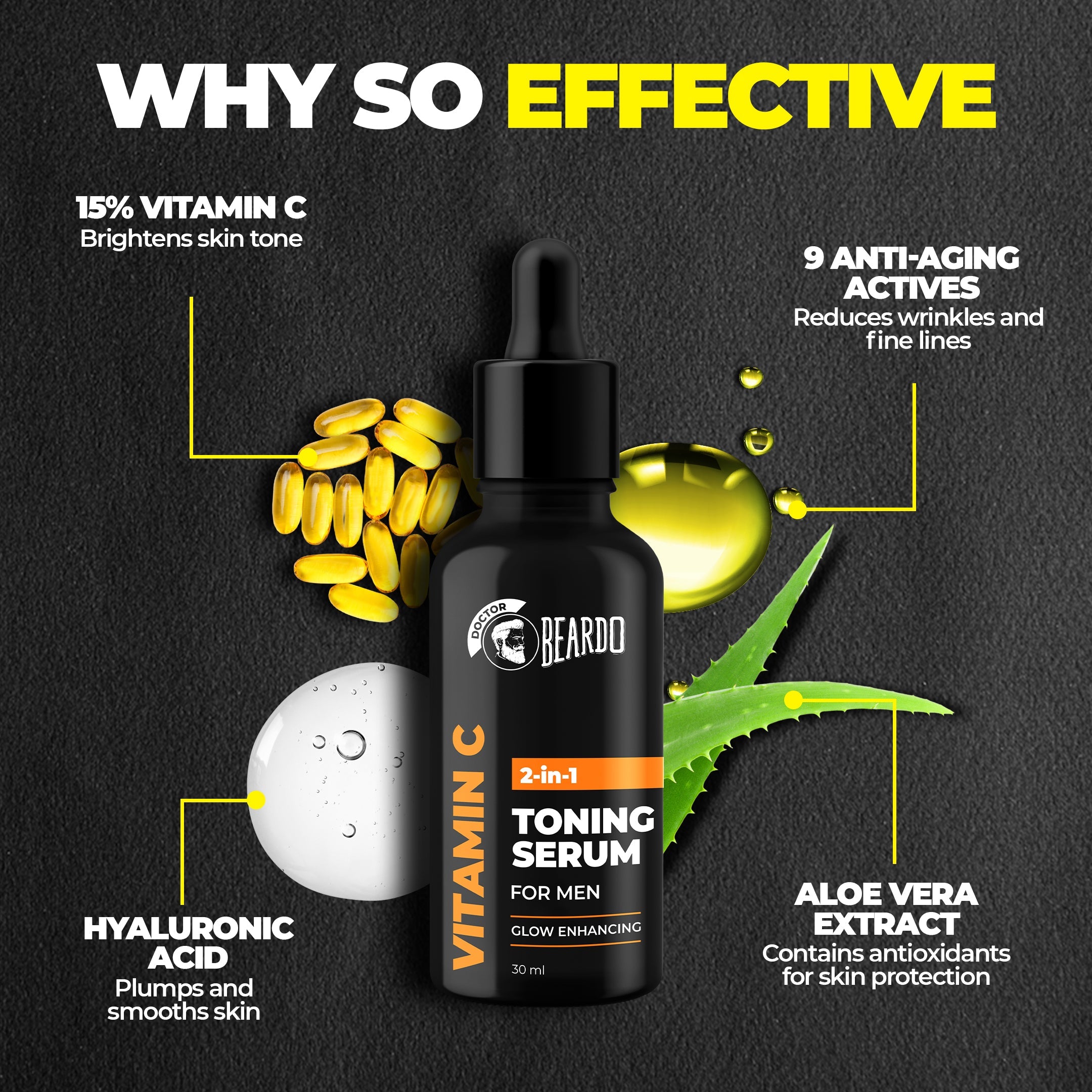 Beardo Vitamin C 2 in 1 Toning Serum, 30ml - Image 3 - Buy from Indicrest