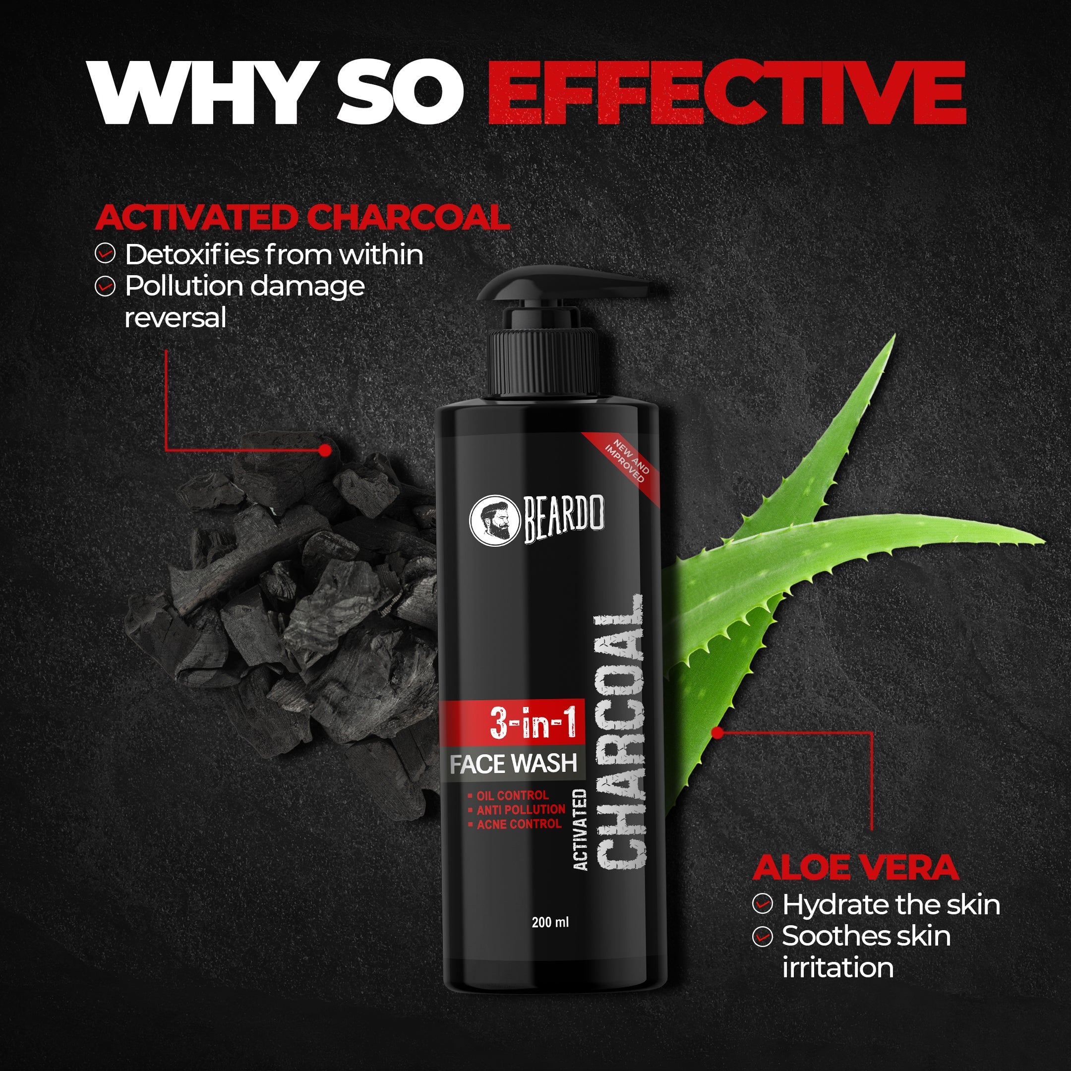 Beardo Activated Charcoal Facewash, 200ml - Image 3 - Buy from Indicrest