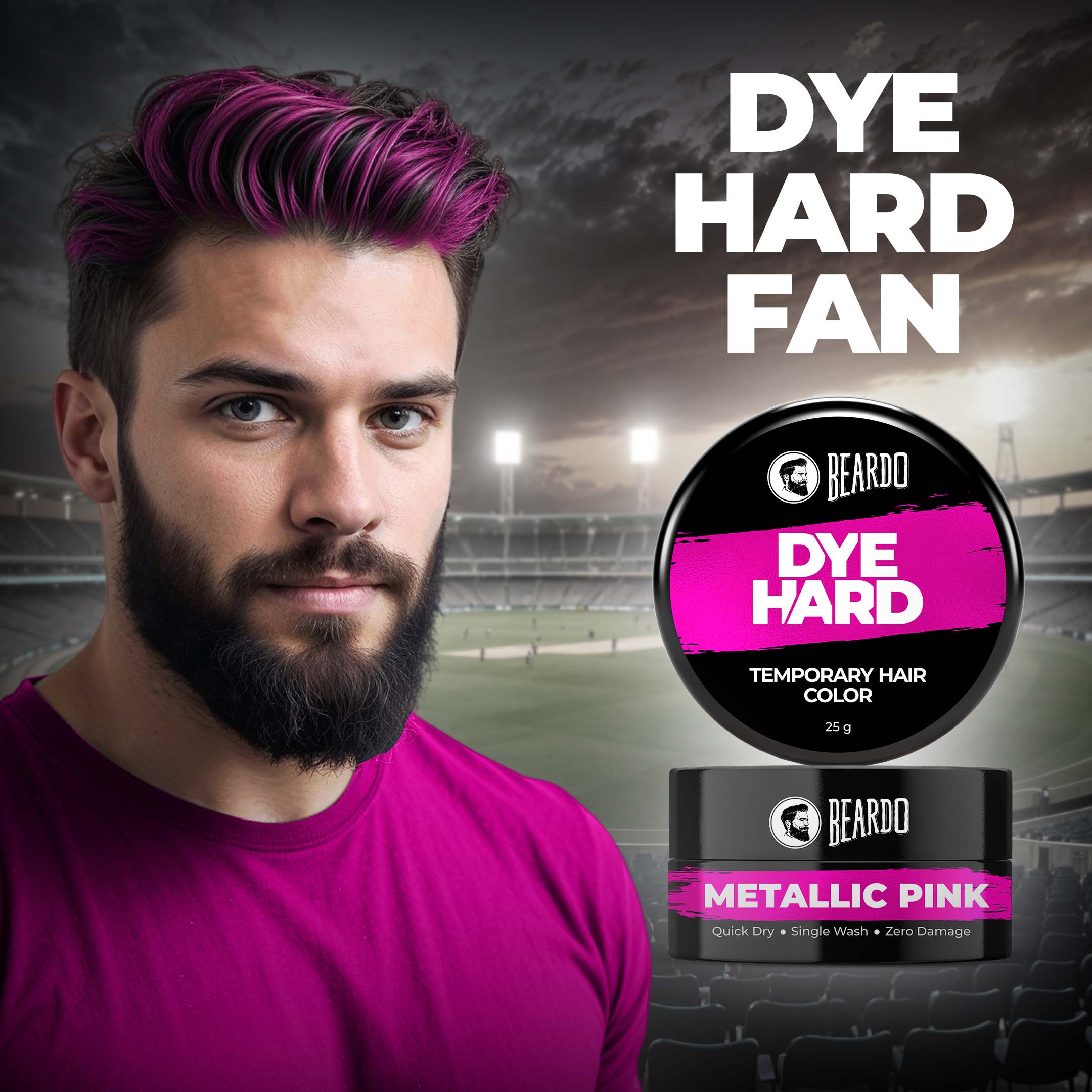 Beardo Dye Hard Temporary Hair Color Metallic Pink, 25g - Image 2 - Buy from Indicrest