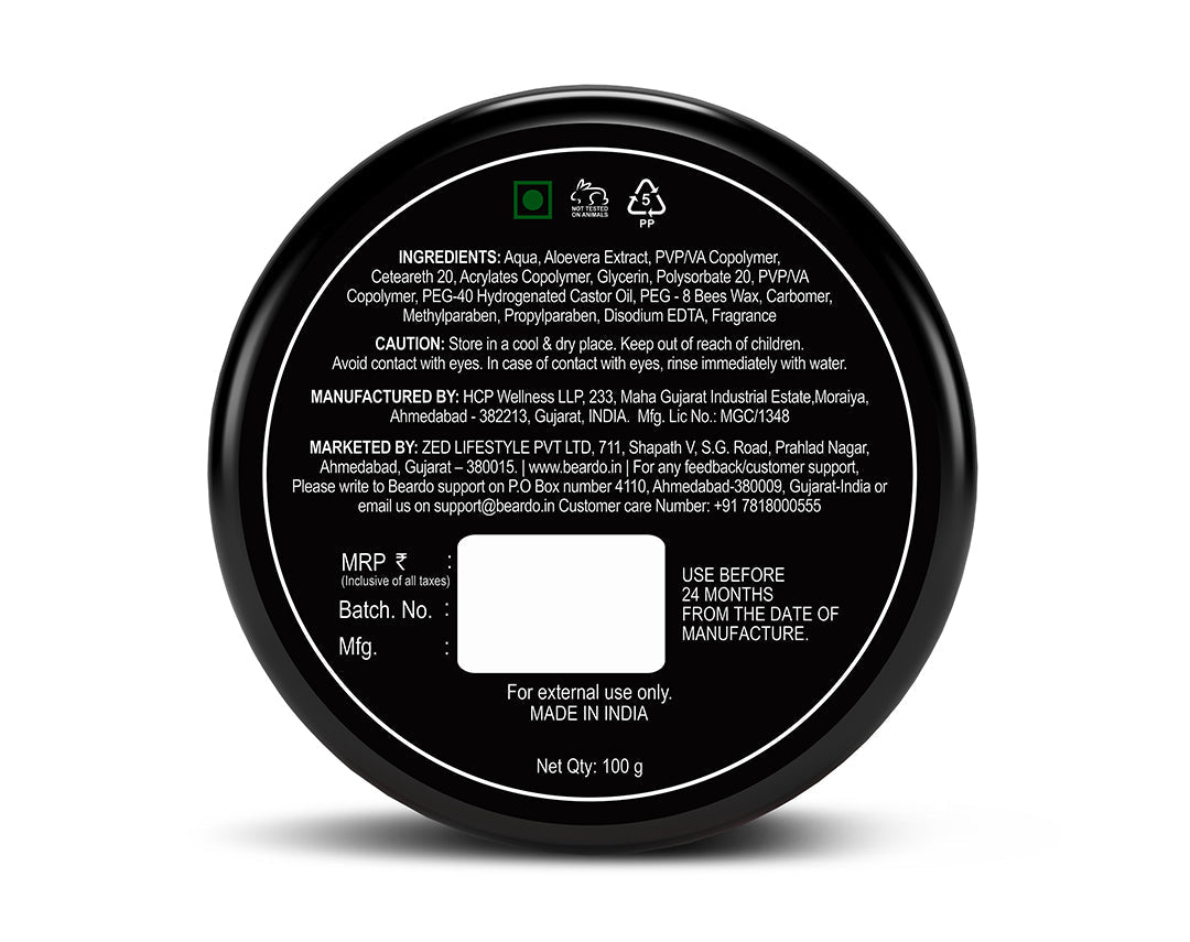 Beardo Hair Wax 100g Product Label Details