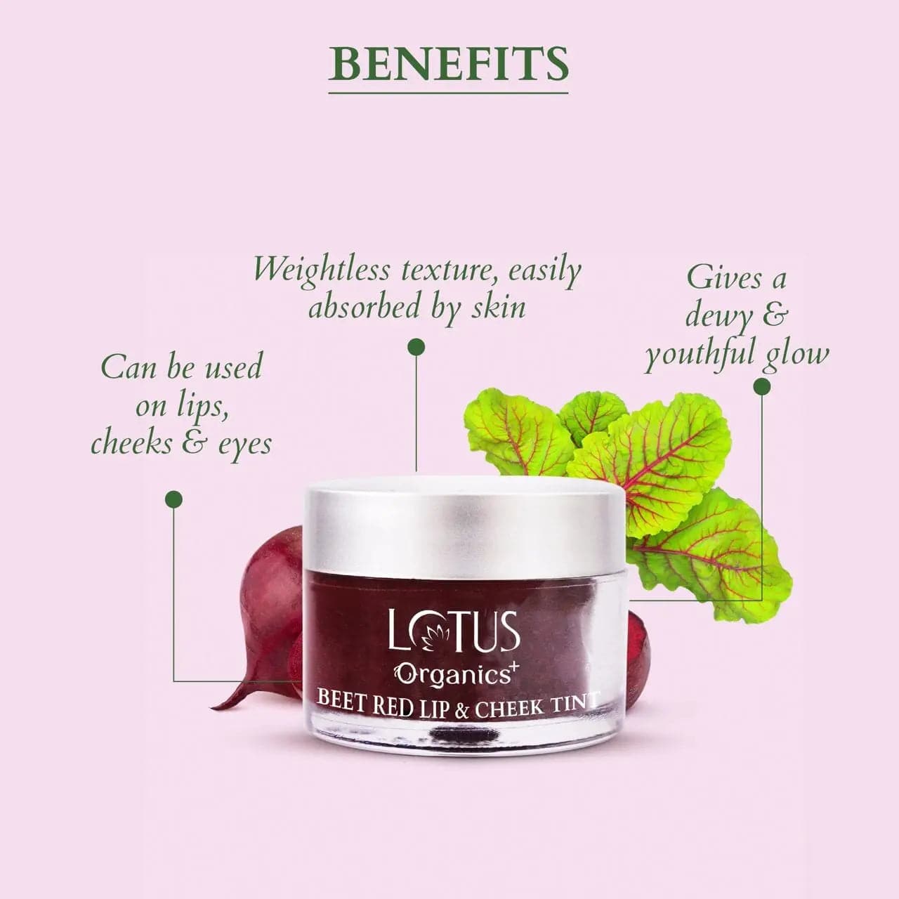 Lotus Herbals Organics+ Beet Red Lip & Cheek Tint, 10g