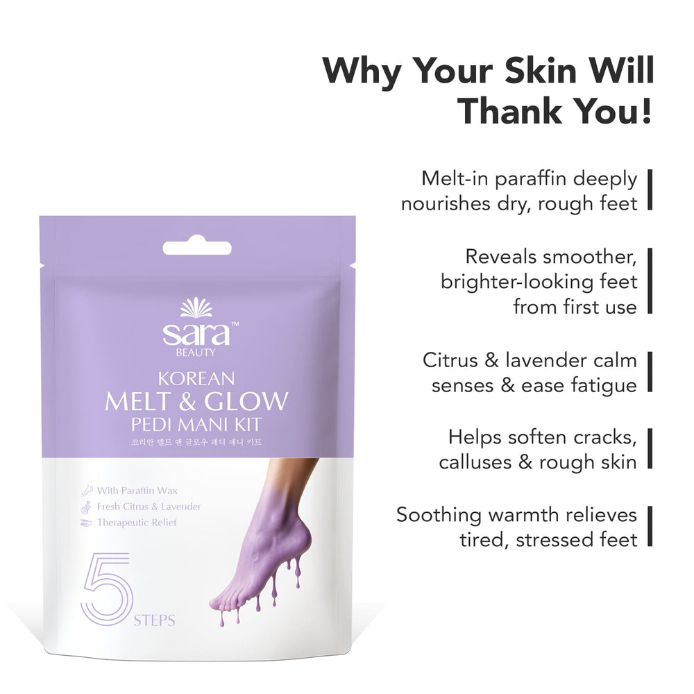 Sara Korean Melt and Glow Pedicure and Manicure Kit with Paraffin Wax Mask - Image 3 - Buy from Indicrest