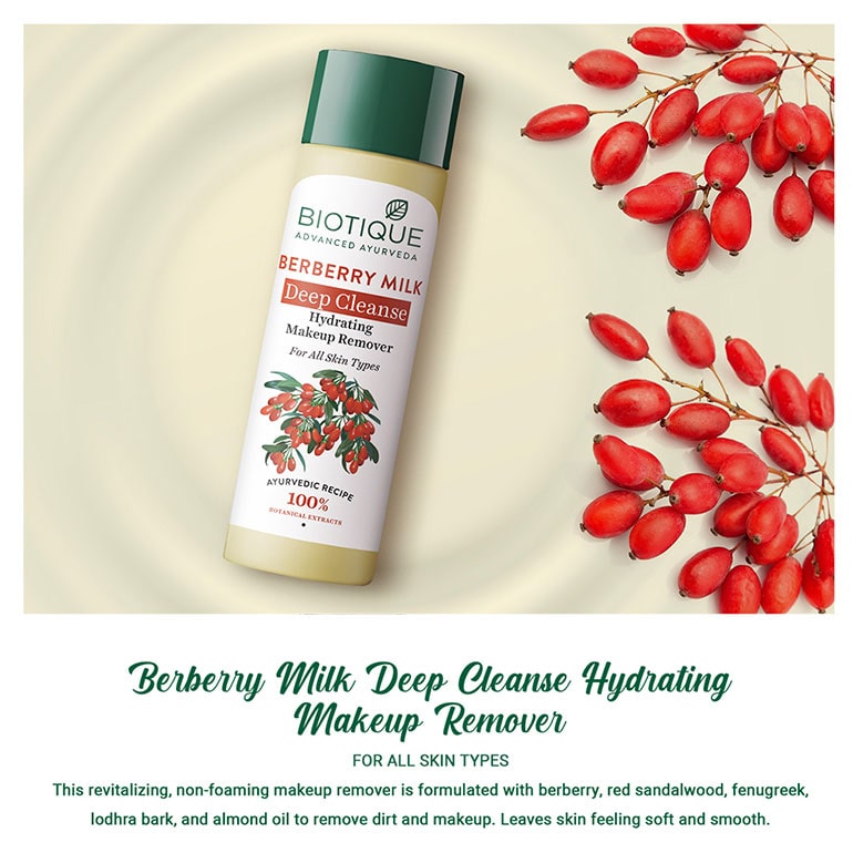 Biotique Berberry Milk Deep Cleanse Hydrating Make up Remover, 120ml - Image 3 - Buy from Indicrest