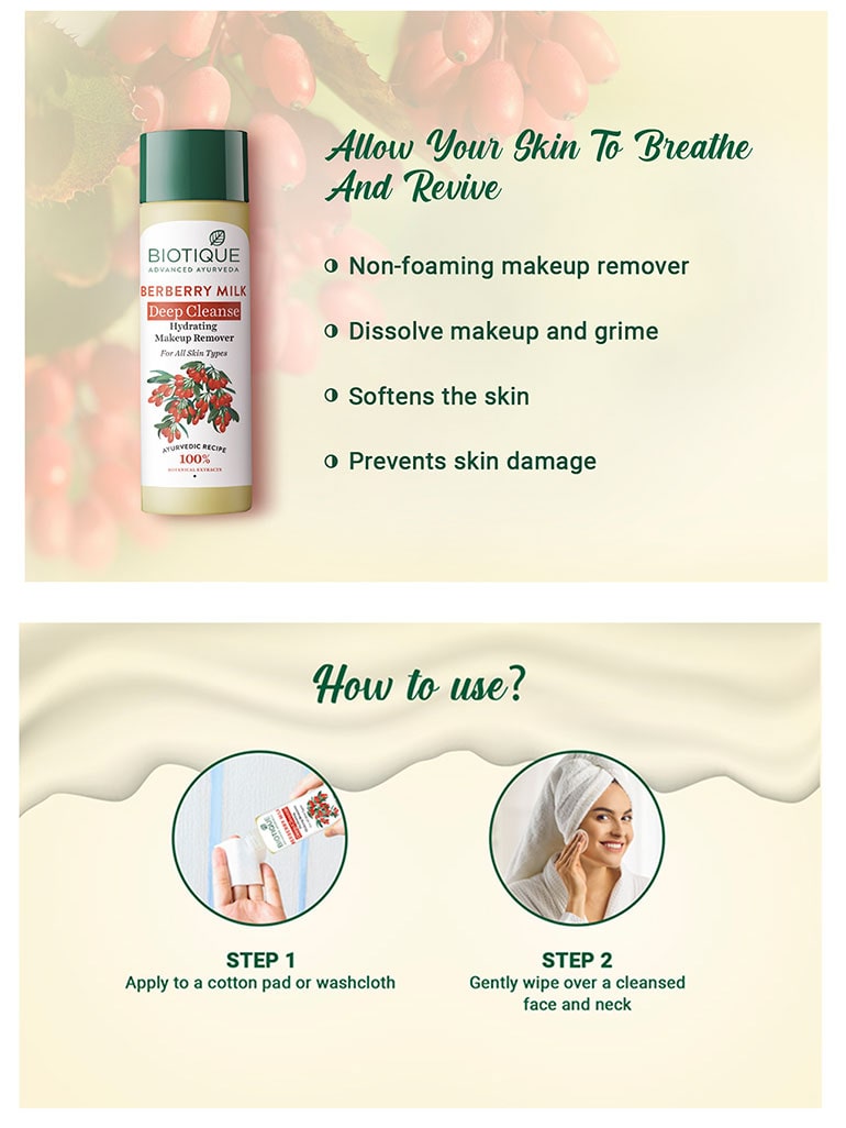 Biotique Berberry Milk Deep Cleanse Hydrating Make up Remover, 120ml - Image 5 - Buy from Indicrest