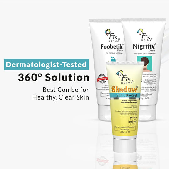 Fixderma Bestseller Skincare Kit | A 360° Solution for All Skin Concerns, Foot Cream 50g + Nigrifix Cream 50g + Sunscreen 40g - Buy from Indicrest