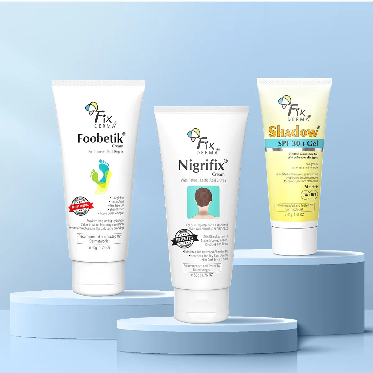 Fixderma Bestseller Skincare Kit | A 360° Solution for All Skin Concerns, Foot Cream 50g + Nigrifix Cream 50g + Sunscreen 40g - Image 2 - Buy from Indicrest
