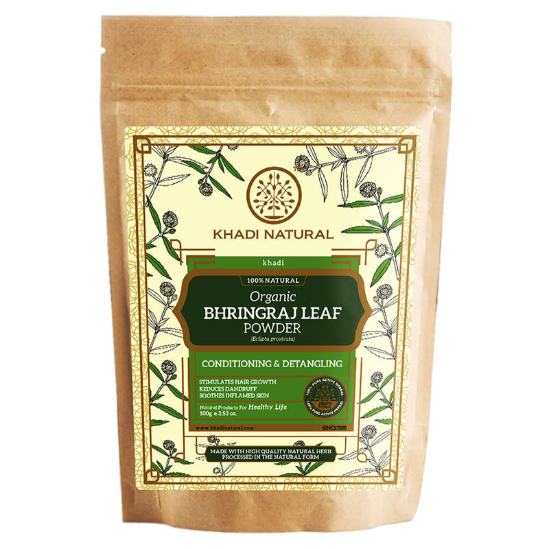 Khadi Natural Organic Bhringraj Leaf Powder For Hair - 100% Natural - 100gm - Buy from Indicrest