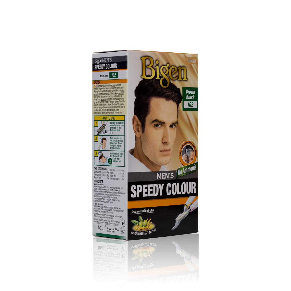 Bigen Men’s Speedy Hair Colour 102 Brown Black front packaging