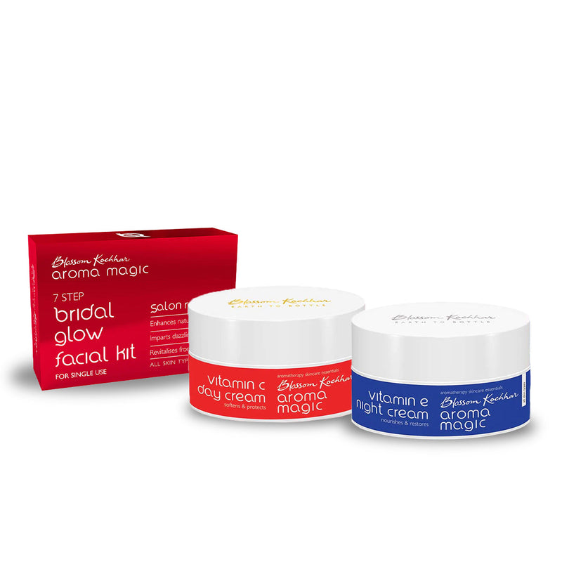 Aroma Magic Bridal Glow Facial Kit - Single Use + Vitamin C Day Cream + Vitamin E Night Cream, 140g - Buy from Indicrest