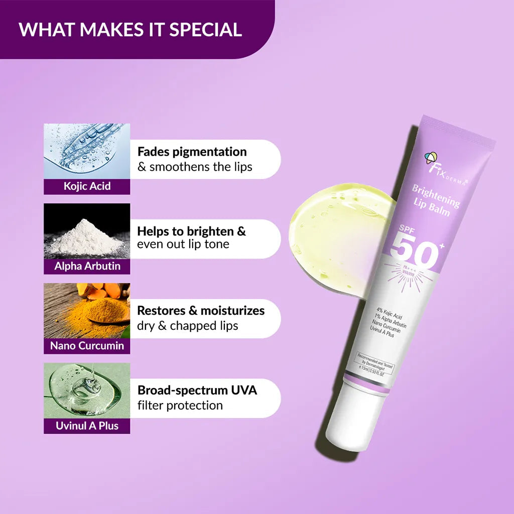 Fixderma Brightening Lip Balm SPF 50+ | Best Lip Balm for Dark Lips with SPF 50+, 2 X 15g - Image 4 - Buy from Indicrest
