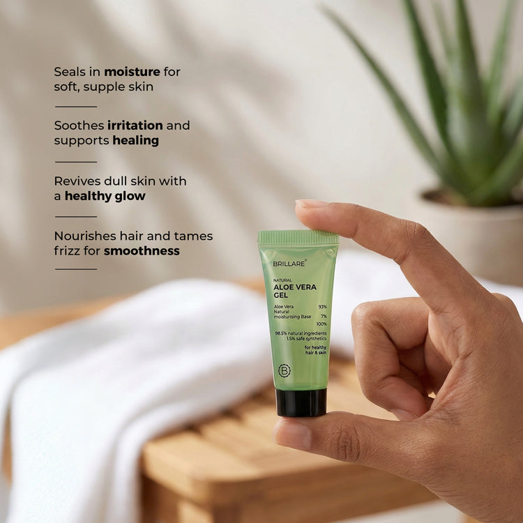 Brillare Mini Pure Aloe Vera Gel For Nourished Hair & Skin, 20ml - Image 3 - Buy from Indicrest