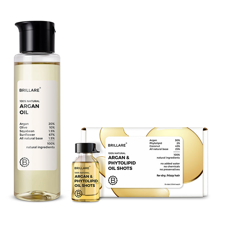 Brillare Argan & Phytolipid Oil Shots and Argan Oil Combo For Dry, Frizzy Hair - Buy from Indicrest
