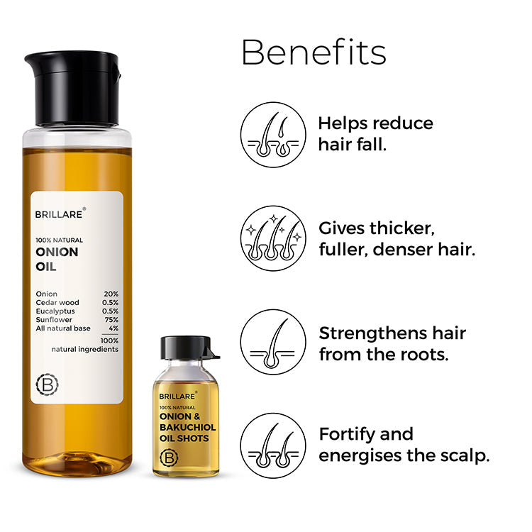 Brillare Onion & Bakuchiol Oil Shots and Onion Oil Combo For Hair Fall Reduction - Image 6 - Buy from Indicrest