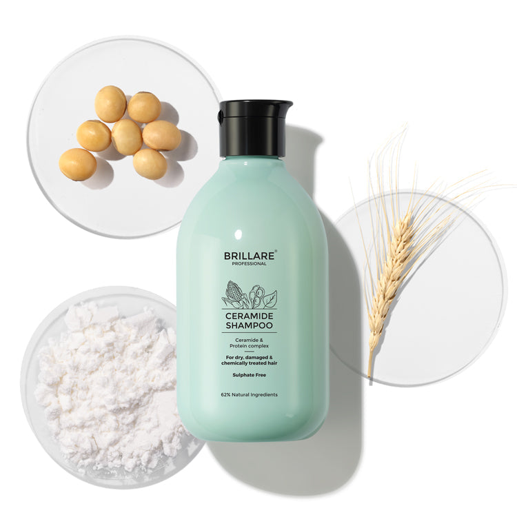 Brillare Ceramide Shampoo For Dry, Damaged & Chemically Treated Hair, 300ml - Buy from Indicrest