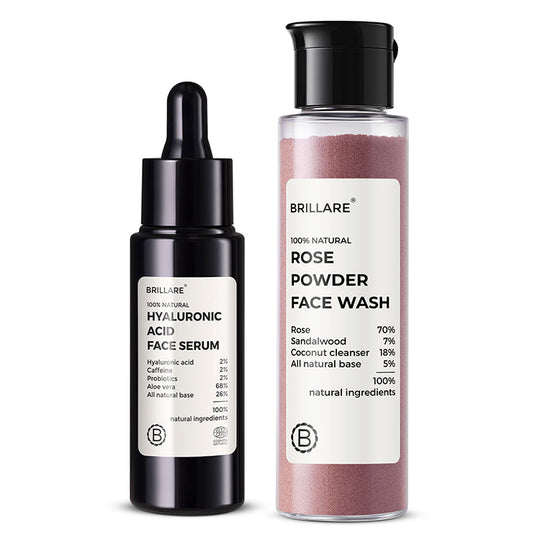Brillare 2% Hyaluronic Acid Face Serum & Rose Powder Face Wash (30g) Combo For youthful Skin - Buy from Indicrest