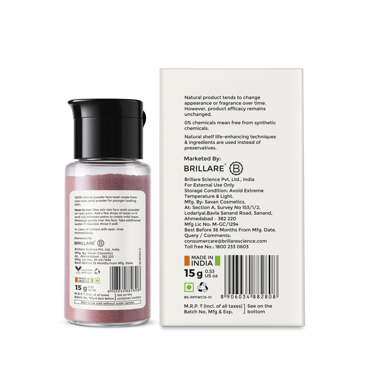 Brillare Rose Powder Face Wash For youthful Skin, 15g - Image 10 - Buy from Indicrest
