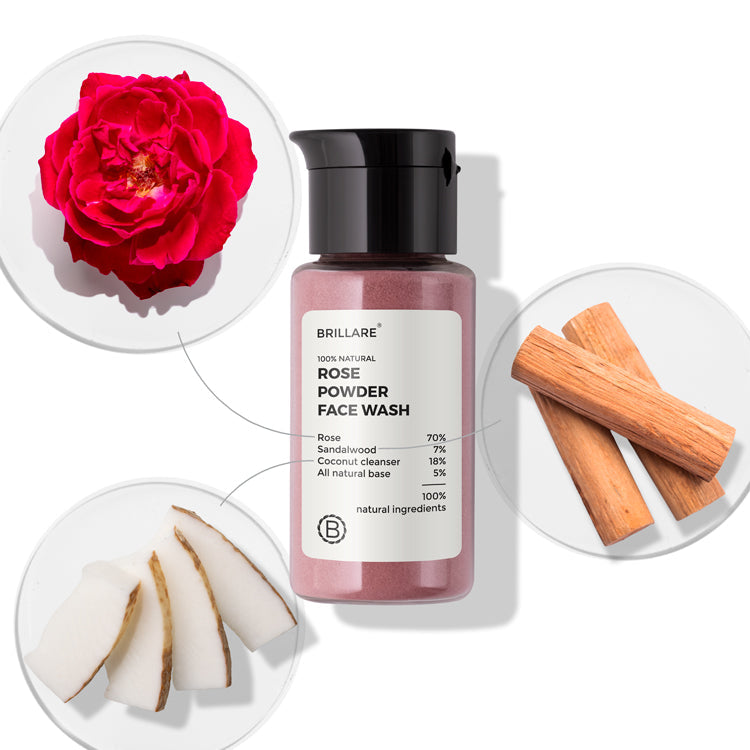 Brillare Rose Powder Face Wash For youthful Skin, 15g - Buy from Indicrest