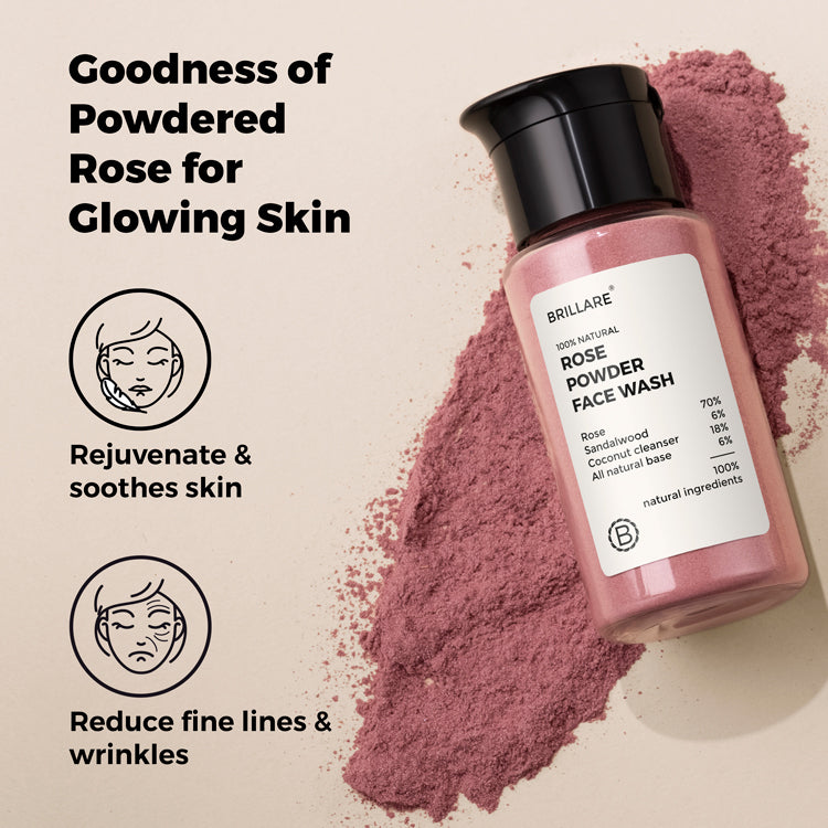 Brillare Rose Powder Face Wash For youthful Skin, 15g - Image 2 - Buy from Indicrest