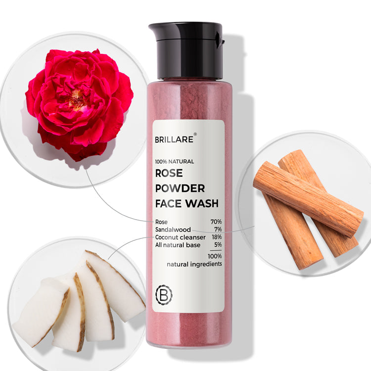 Brillare Rose Powder Face Wash For Youthful Skin, 30g - Buy from Indicrest