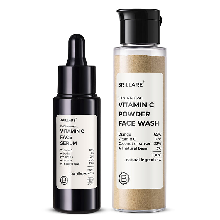 Brillare 10% Vitamin C Face Serum & Vitamin C Powder Face Wash (30g) Combo For Pigmented Skin - Buy from Indicrest