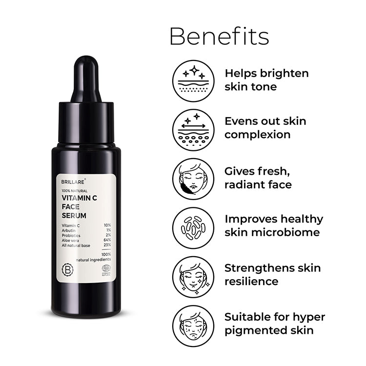 Brillare 10% Vitamin C Face Serum & Vitamin C Powder Face Wash (30g) Combo For Pigmented Skin - Image 6 - Buy from Indicrest
