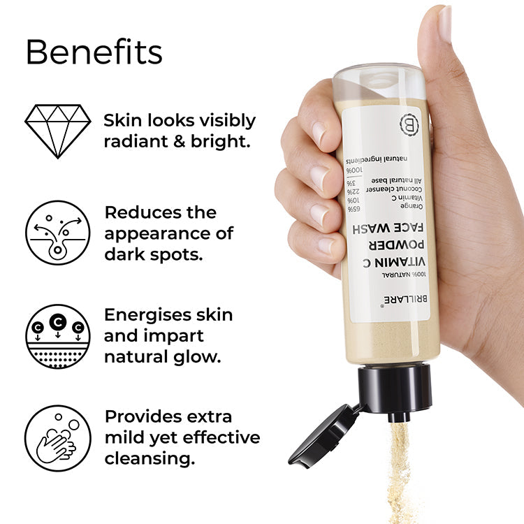 Brillare 10% Vitamin C Face Serum & Vitamin C Powder Face Wash (30g) Combo For Pigmented Skin - Image 7 - Buy from Indicrest