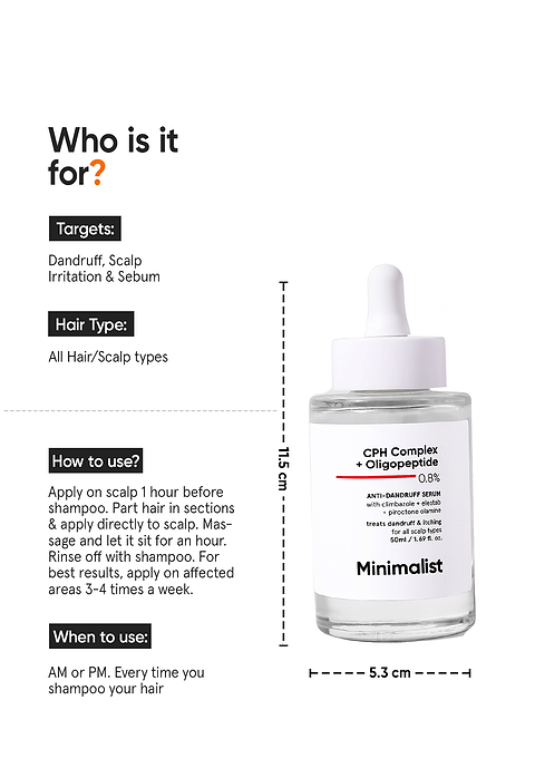 Minimalist CPH Complex + Oligopeptide 0.8% Anti-Dandruff Serum For treats dandruff &amp; itching, 50ml - Image 3 - Buy from Indicrest