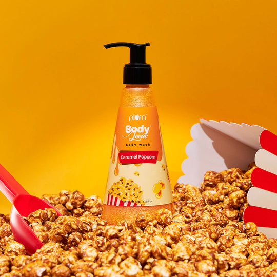Plum Caramel Popcorn Body Wash by Plum BodyLovin' | SLS-Free | Hydrating Formula | Warm Caramel Fragrance | Aloe-Infused Body Wash, 240ml Buy at Indicrest