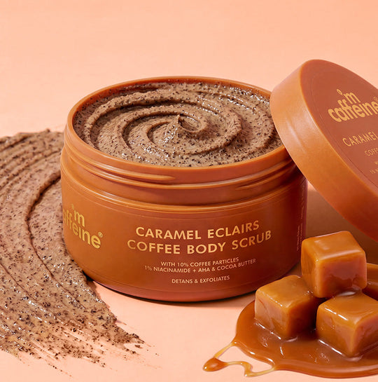 Mcaffeine Caramel Eclairs Coffee Body Scrub, 175g | 10% Coffee & AHAs - Buy from Indicrest