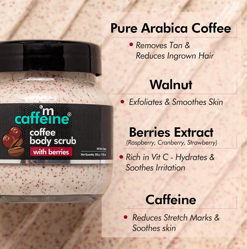 Mcaffeine Moisturizing & Creamy Coffee Body Scrub with Berries, 200g - Image 4 - Buy from Indicrest