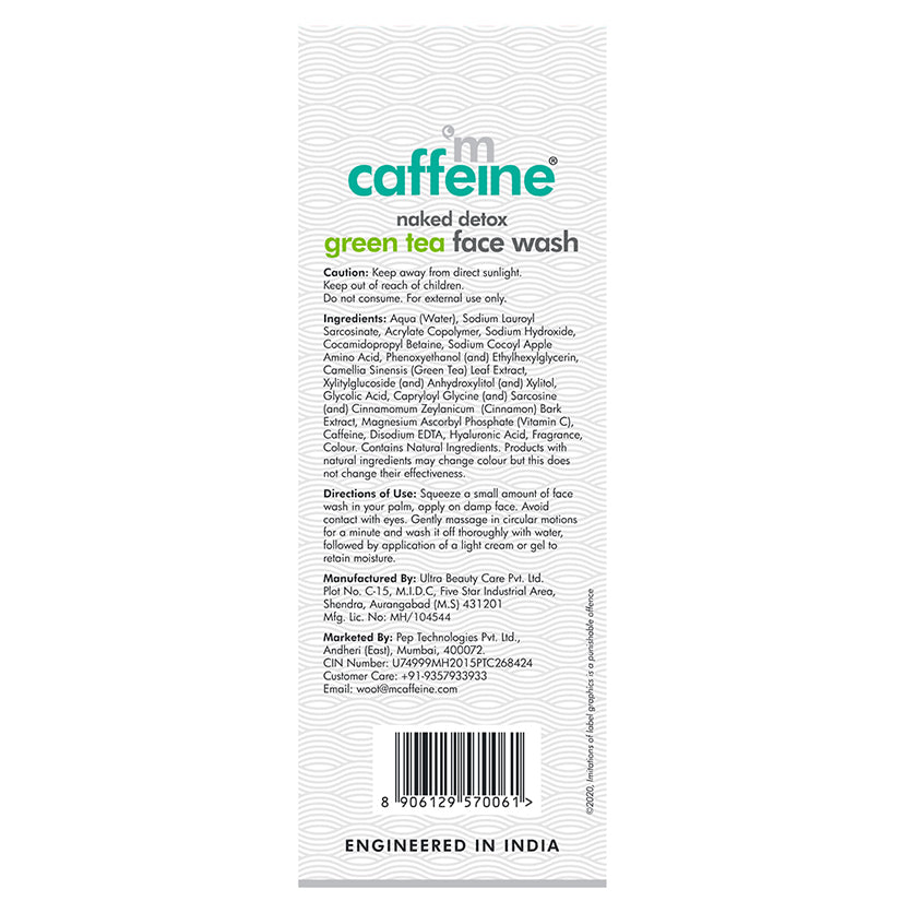 Mcaffeine Green Tea Face Wash with Vitamin C & Hyaluronic Acid, 100ml - Image 8 - Buy from Indicrest