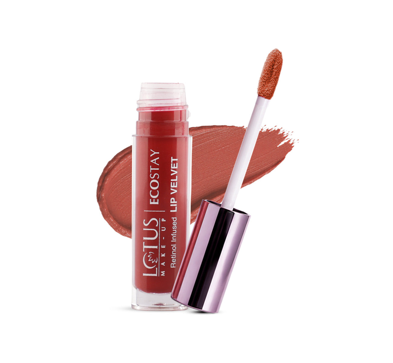 Lotus Herbals Make-up Ecostay Lip Velvet Matte Lip Color with Retinol, CRIMSON SILK ELM03, 4ml