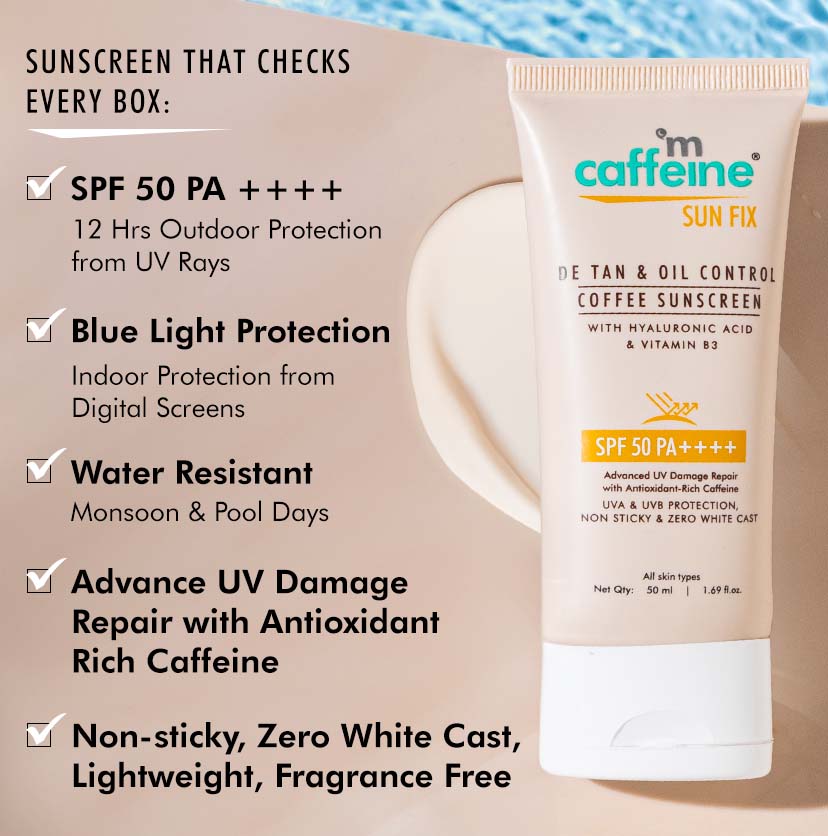 Mcaffeine Detan & Oil Control Coffee Sunscreen SPF 50 PA++++, 50ml - Image 2 - Buy from Indicrest