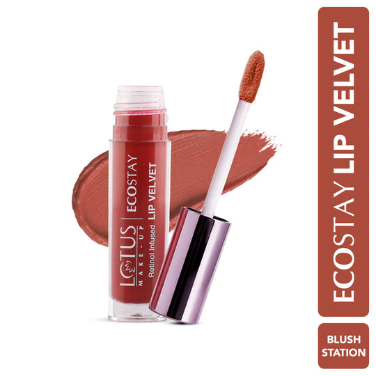 Lotus Herbals Make-up Ecostay Lip Velvet Matte Lip Color with Retinol, BLUSH STATION ELMO1, 4ml