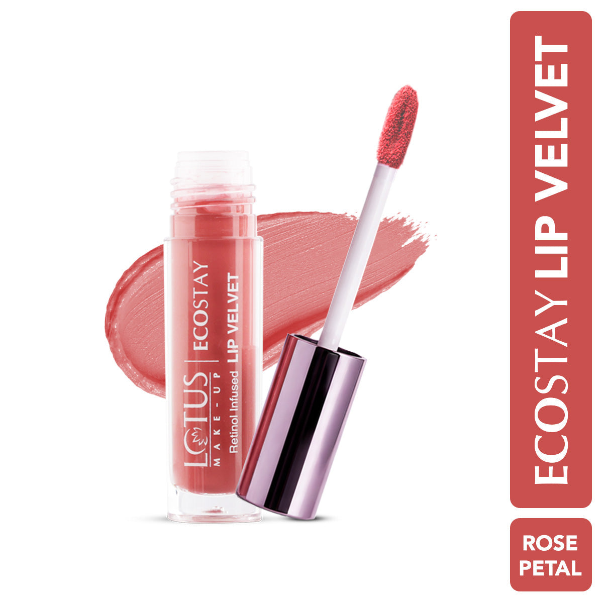 Lotus Herbals Make-up Ecostay Lip Velvet Matte Lip Color with Retinol, ROSE PETAL ELM07, 4ml