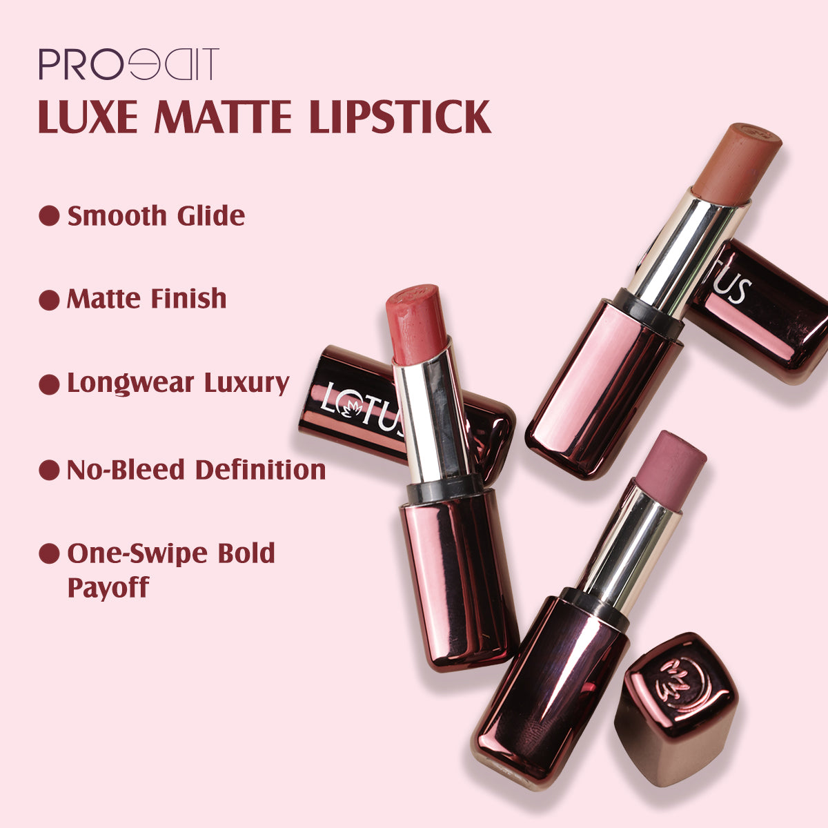 Lotus Herbals Make-up PROEDIT Luxe Matte Lipstick with Hyaluronic Acid, NUDE MIRAGE PLM04