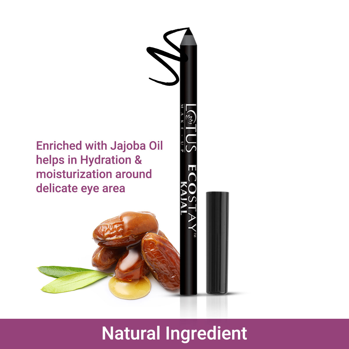 Lotus Herbals Make-Up Ecostay Kajal Pencil With Sharpener, 1.2g