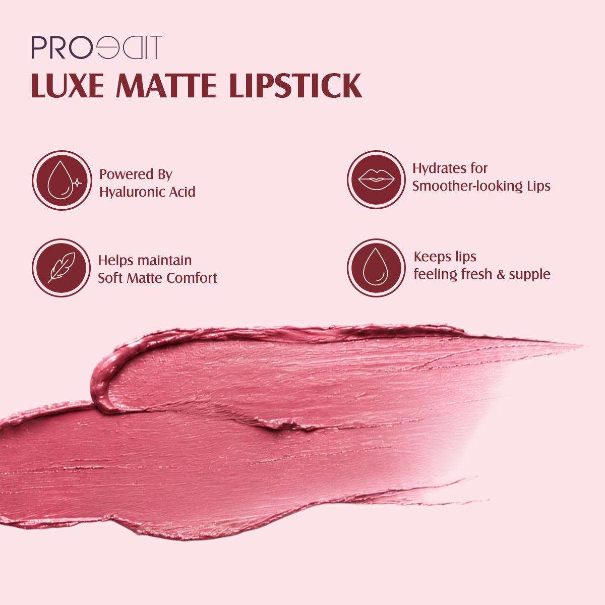 Lotus Herbals Make-up PROEDIT Luxe Matte Lipstick with Hyaluronic Acid, VELVET MOCHA PLM05, 3.5g