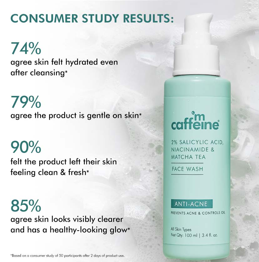 Mcaffeine 2% Salicylic Acid Niacinamide & Matcha Tea Face Wash, 100ml - Image 6 - Buy from Indicrest