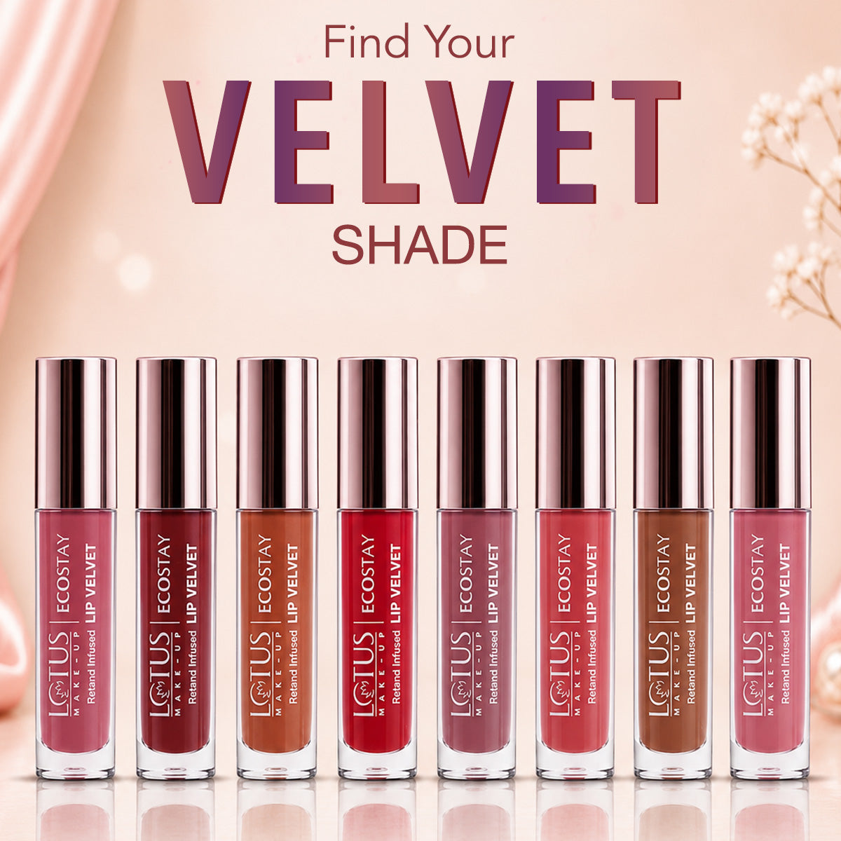Lotus Herbals Make-up Ecostay Lip Velvet Matte Lip Color with Retinol, ROSE PETAL ELM07, 4ml