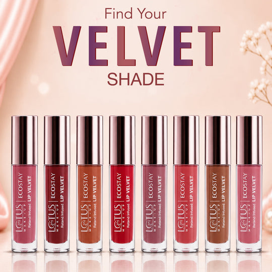 Lotus Herbals Make-up Ecostay Lip Velvet Matte Lip Color with Retinol, PLUM VELVET ELM05, 4ml