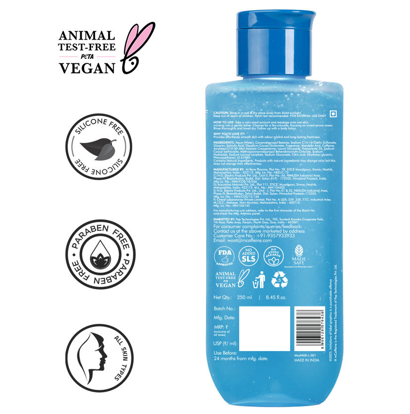 Mcaffeine 2% Salicylic Acid, 3-in-1 Perfume & Odour Control Body Wash, 250ml - Image 7 - Buy from Indicrest