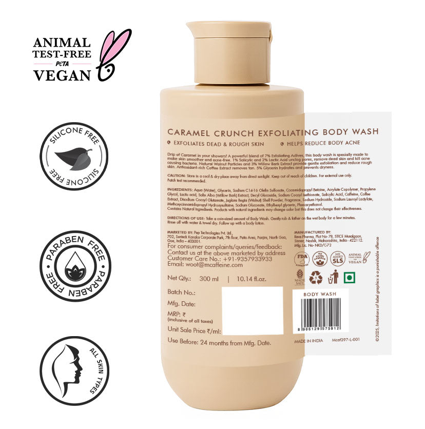 Mcaffeine Exfoliating Caramel Crunch Body Wash, 300ml - Image 11 - Buy from Indicrest