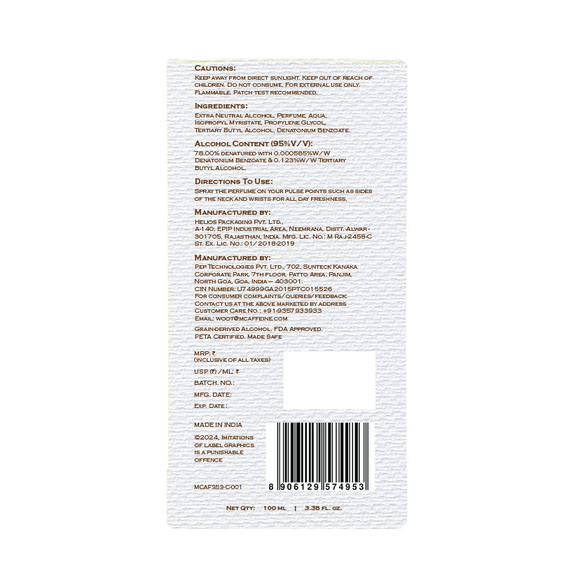 Mcaffeine Vanilla Muse Perfume for Women - Sweet Vanilla, 100ml - Image 10 - Buy from Indicrest