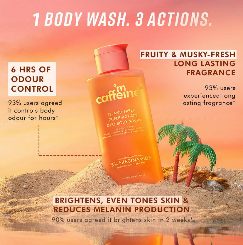 Mcaffeine Island Fresh Triple Action Deo Body Wash, 250ml - Image 2 - Buy from Indicrest