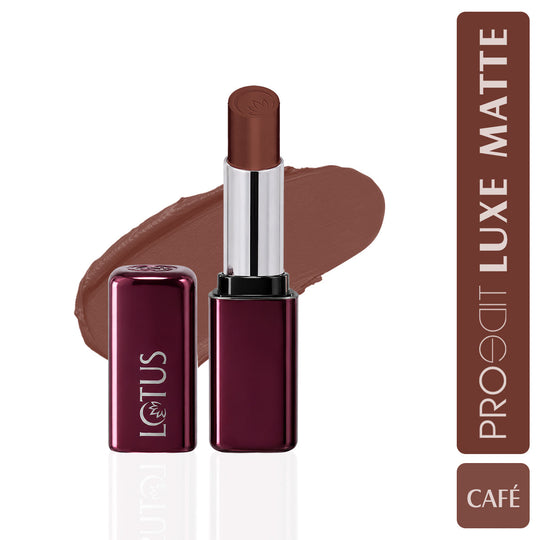 Lotus Herbals Make-up PROEDIT Luxe Matte Lipstick with Hyaluronic Acid, CAFE PLM16, 3.5g