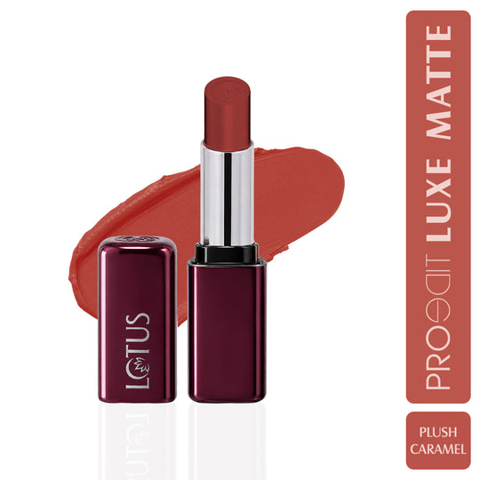 Lotus Herbals Make-up PROEDIT Luxe Matte Lipstick with Hyaluronic Acid, PLUSH CARAMEL PLM14, 3.5g