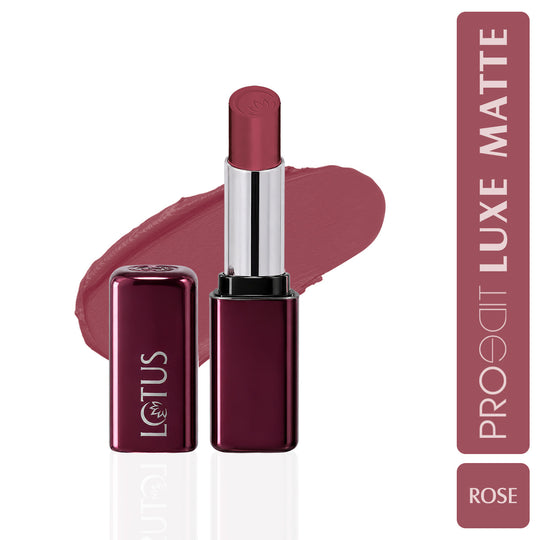 Lotus Herbals Make-up PROEDIT Luxe Matte Lipstick with Hyaluronic Acid, ROSE PLM12, 3.5g