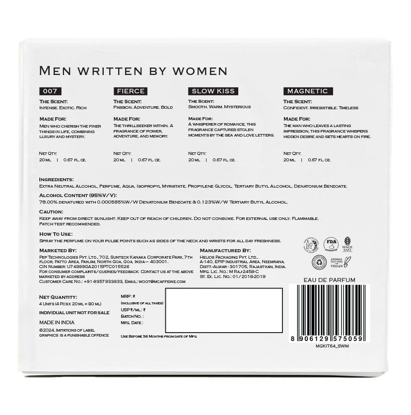 Mcaffeine Perfume gift Set for Men Curated by Women, 20ml x 4 - Image 9 - Buy from Indicrest